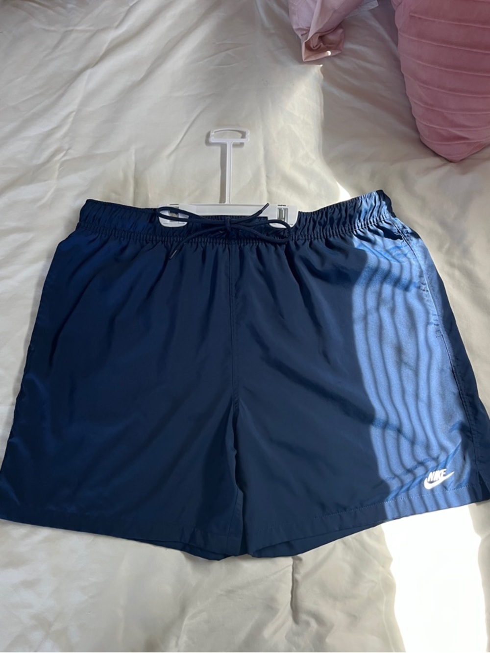 Men’s Navy Swim Trunks w/Drawstring Waist w/ pockets on sides & one on backside